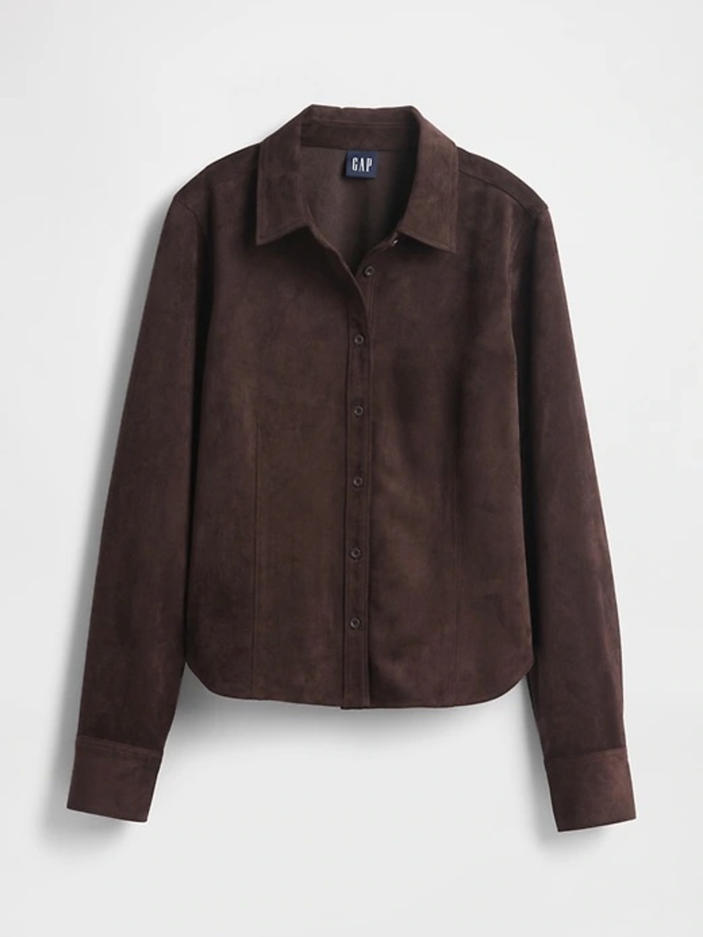 GAP Dark Brown Vegan Suede Button-Down Shirt Size S
